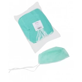 Σκούφια non woven δετή πράσινη (100τμχ)-one size