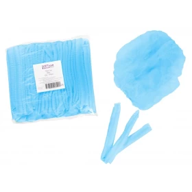 Σκούφια non woven ακορντεόν γύρω λάστιχο μπλε-one size(100τμχ)